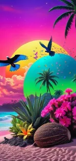 Tropical paradise wallpaper with vibrant colors and exotic beach scene.