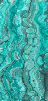 Vibrant turquoise abstract mobile wallpaper with swirling patterns.