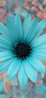 Turquoise flower with abstract background.