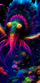 Vibrant underwater fantasy wallpaper with colorful creature.