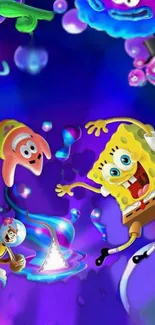 SpongeBob and Patrick in vibrant cartoon scene