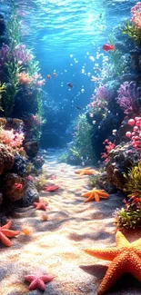 Vibrant coral reef with diverse marine life.