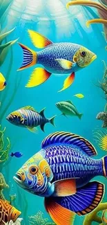 Colorful underwater scene with vibrant fish.