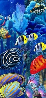 Colorful tropical fish swim in vibrant underwater coral reefs.