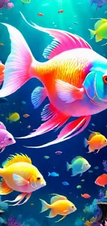Colorful underwater scene with vibrant fish.