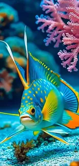Colorful fish swimming in vibrant coral reef.