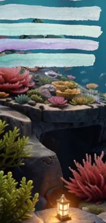 Colorful underwater coral reef with diverse marine life.