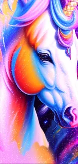 Colorful fantasy unicorn wallpaper for phones.