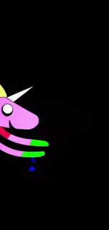 Colorful unicorn on black background wallpaper.