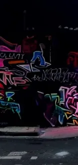 Vibrant urban graffiti wallpaper featuring bold colors and dynamic street art design.