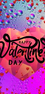 Vibrant heart-themed Valentine's Day wallpaper with a pink and blue background.