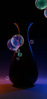 Vase silhouette with vibrant gradient colors on dark background.