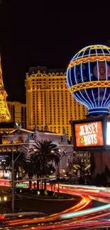 Las Vegas night scene with neon lights.