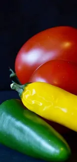 Vibrant vegetables wallpaper with tomatoes and peppers.