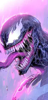 Dynamic Venom comic art wallpaper with purple tones for mobile.