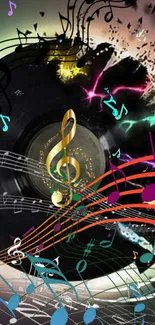 Exploding vinyl record with colorful shards on a dark background.