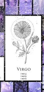 Vibrant Virgo zodiac wallpaper with purple hues and floral design.