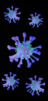 Vibrant neon virus artwork on a dark background, perfect for colorful digital display.