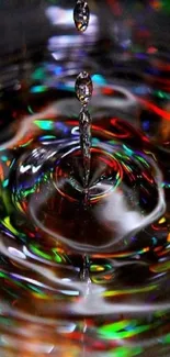 Colorful water drop ripple in abstract design wallpaper.