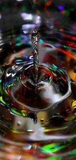 Colorful water drop wallpaper with vibrant reflections.