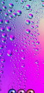 Purple, pink, blue gradient wallpaper with water droplets.