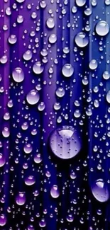 Vibrant purple and blue wallpaper with water droplets.