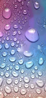 Colorful water droplets wallpaper in shades of pink, blue, and purple.