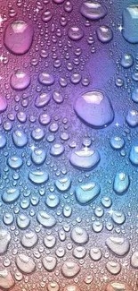 Vibrant wallpaper with colorful water droplets and a gradient background.