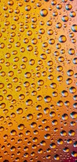 Vibrant orange wallpaper with water droplets.