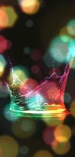 Colorful water splash wallpaper with vibrant lights.