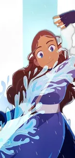 Animated Waterbender with flowing water design