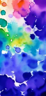 Vibrant watercolor wallpaper with blue and purple hues.