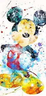 Vivid watercolor art of an iconic character in splashes of color.