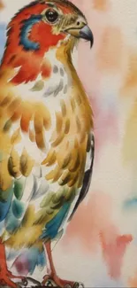 Vibrant watercolor bird art showcasing colorful feathers in artistic design.