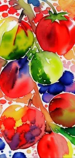 Colorful watercolor fruit art with vibrant colors and artistic design.