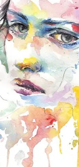 Vibrant watercolor portrait with expressive colors.