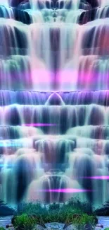 Vibrant multi-colored waterfall wallpaper for mobile phones.