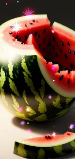 Realistic watermelon art with vibrant colors.