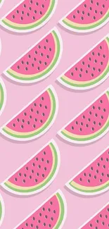 Watermelon pattern wallpaper with pink and green colors.