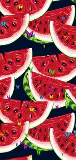 Vibrant watermelon slice pattern wallpaper for mobile.