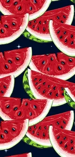 Vibrant watermelon slices pattern on mobile wallpaper.