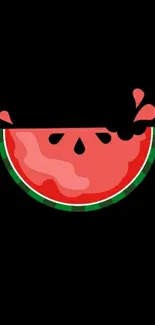 Minimalistic watermelon art on black background wallpaper.