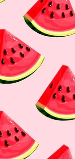 Vibrant watermelon slices on a pink backdrop.