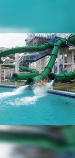 Dynamic waterpark wallpaper with thrilling slides and a vibrant pool.