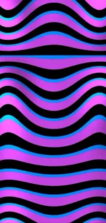 Vibrant purple and blue wave pattern wallpaper.