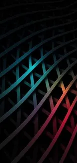 Vibrant wavy grid wallpaper with colorful highlights.