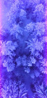 Purple snow-covered forest wallpaper with vertical light streaks.