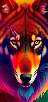 Vibrant digital illustration of a wolf showcasing rich, saturated colors.