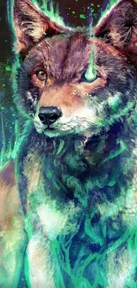 Vibrant artistic neon wolf design for phone wallpaper.