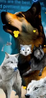 Wallpaper featuring artistic wolves with vibrant colors.